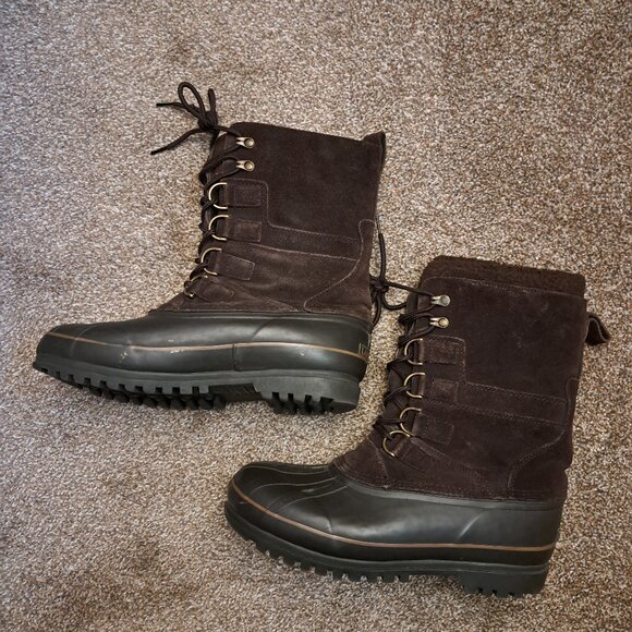 Lands' End Men's brown tall winter duck boots US 8 - Picture 2 of 12